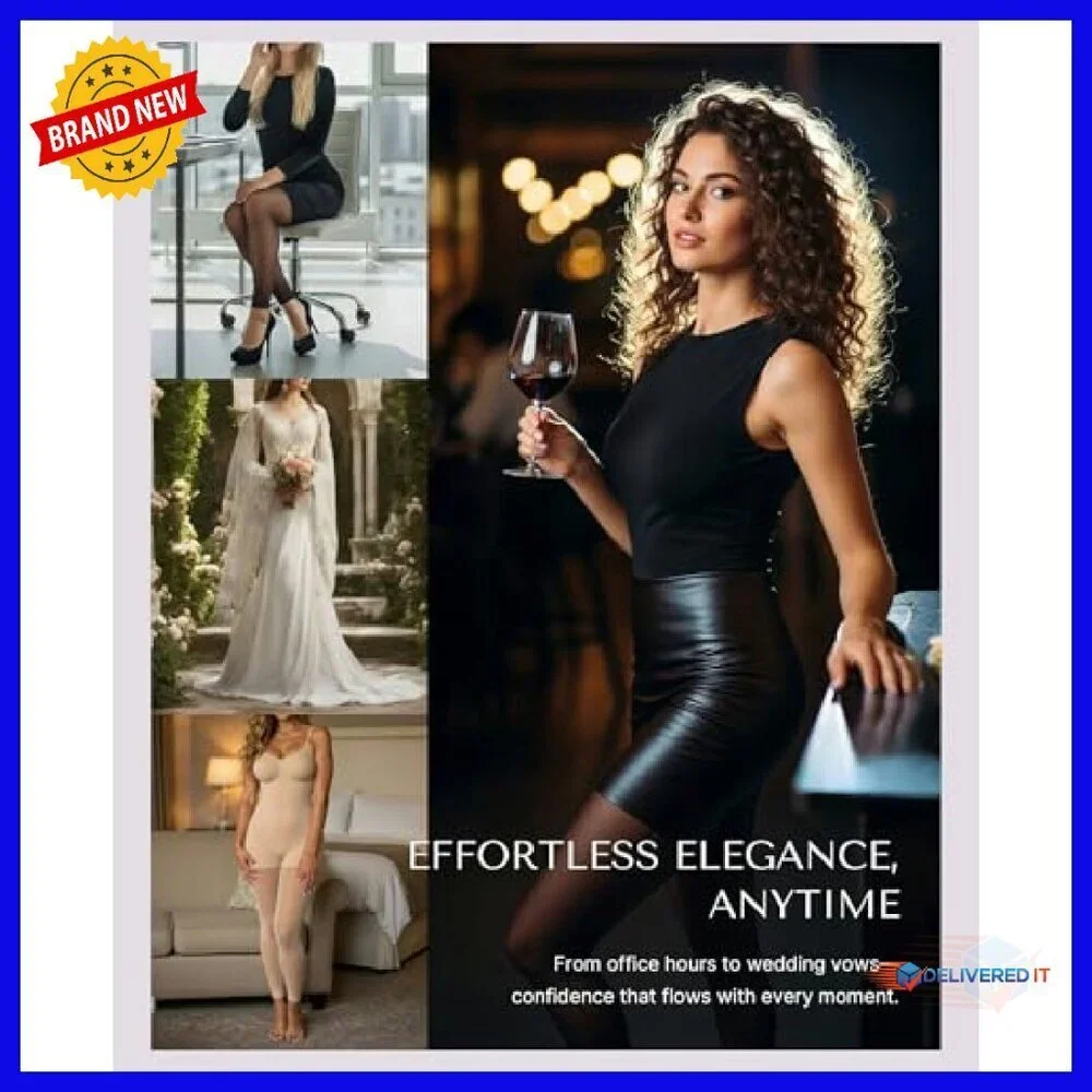 Seamless Tummy Control Shapewear Bodysuit Sheer Legs Sizes S-XXL